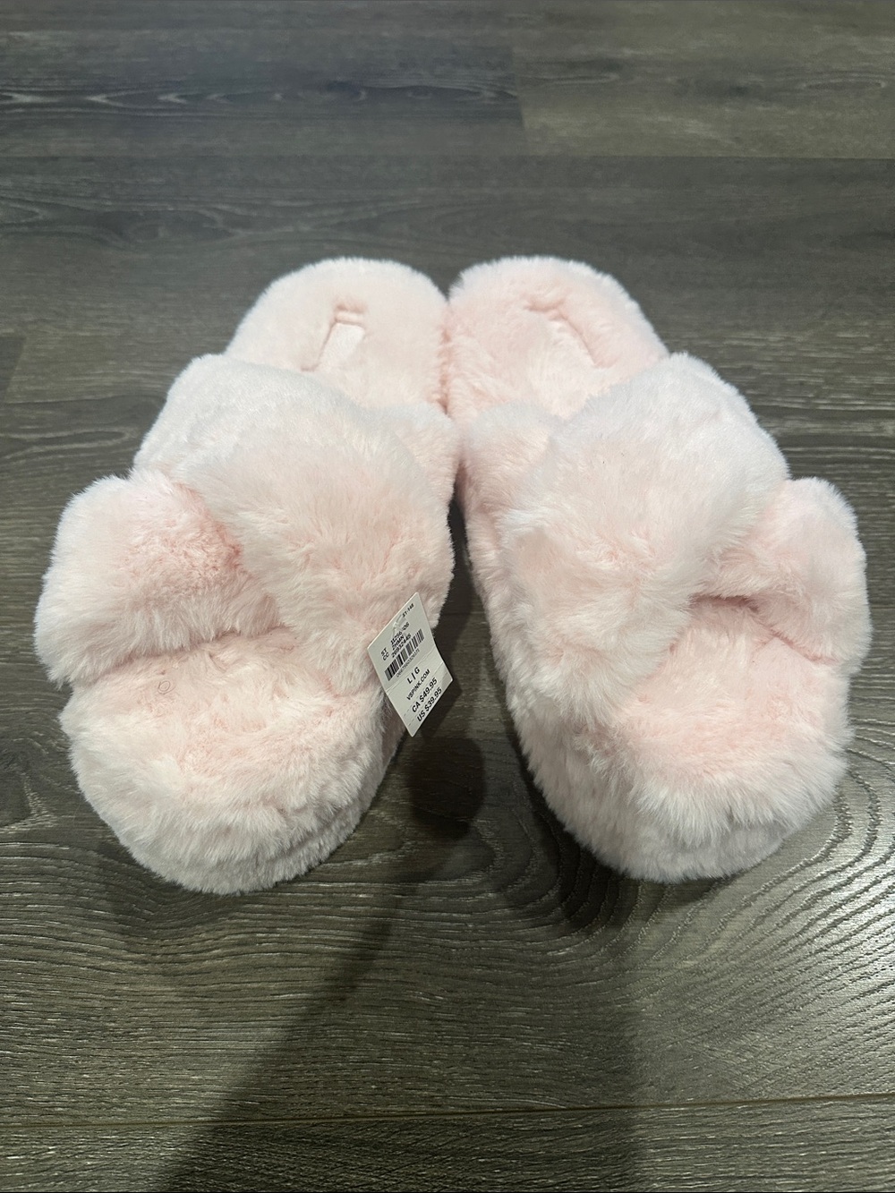 Victoria’s Secret Plush Cross-Band Pink Fuzzy Slippers - NWT